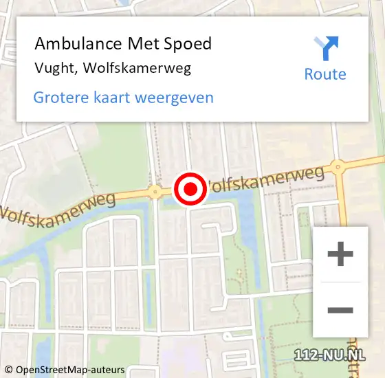 Locatie op kaart van de 112 melding: Ambulance Met Spoed Naar Vught, Wolfskamerweg op 1 augustus 2016 10:14