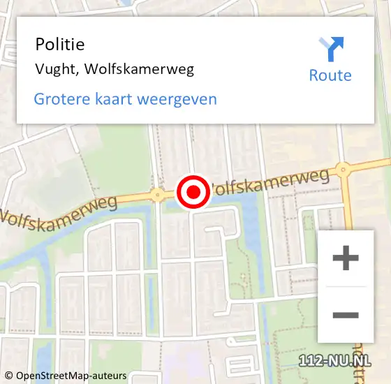 Locatie op kaart van de 112 melding: Politie Vught, Wolfskamerweg op 1 augustus 2016 10:15