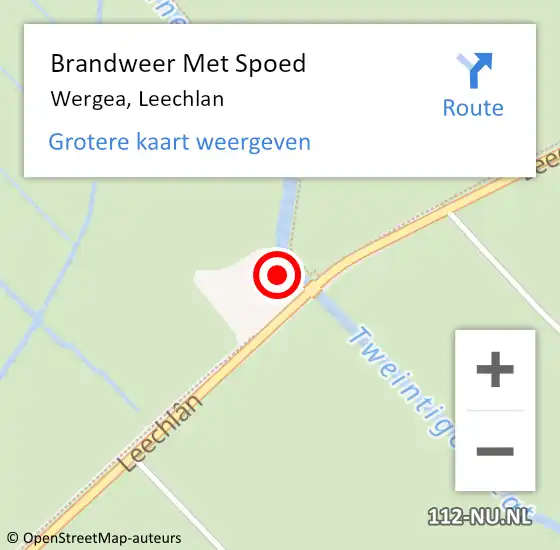 Locatie op kaart van de 112 melding: Brandweer Met Spoed Naar Wergea, Leechlan op 1 augustus 2016 16:32