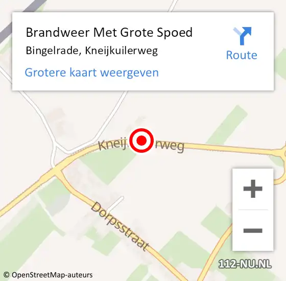 Locatie op kaart van de 112 melding: Brandweer Met Grote Spoed Naar Bingelrade, Kneijkuilerweg op 1 augustus 2016 21:26