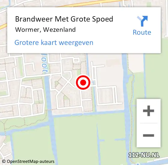 Locatie op kaart van de 112 melding: Brandweer Met Grote Spoed Naar Wormer, Wezenland op 2 augustus 2016 00:28