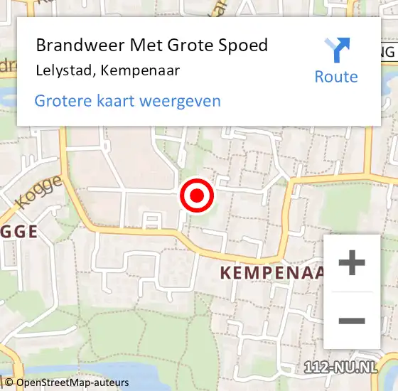 Locatie op kaart van de 112 melding: Brandweer Met Grote Spoed Naar Lelystad, Kempenaar op 3 augustus 2016 10:22
