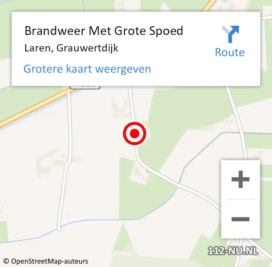 Locatie op kaart van de 112 melding: Brandweer Met Grote Spoed Naar Laren, Grauwertdijk op 3 augustus 2016 14:35