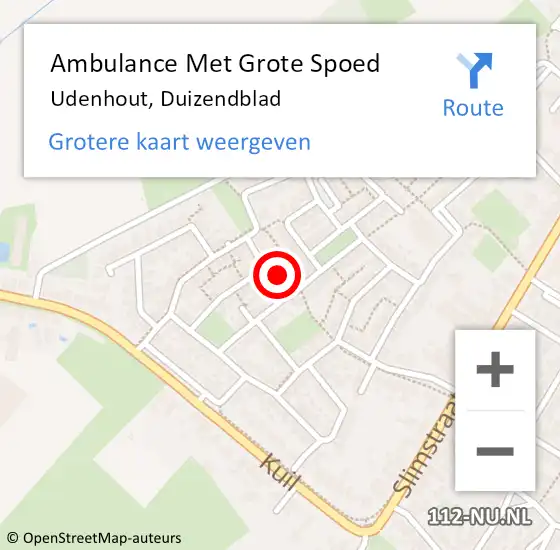 Locatie op kaart van de 112 melding: Ambulance Met Grote Spoed Naar Udenhout, Duizendblad op 3 augustus 2016 23:37