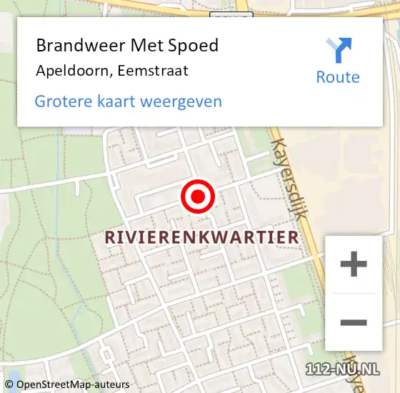 Locatie op kaart van de 112 melding: Brandweer Met Spoed Naar Apeldoorn, Eemstraat op 4 augustus 2016 16:26