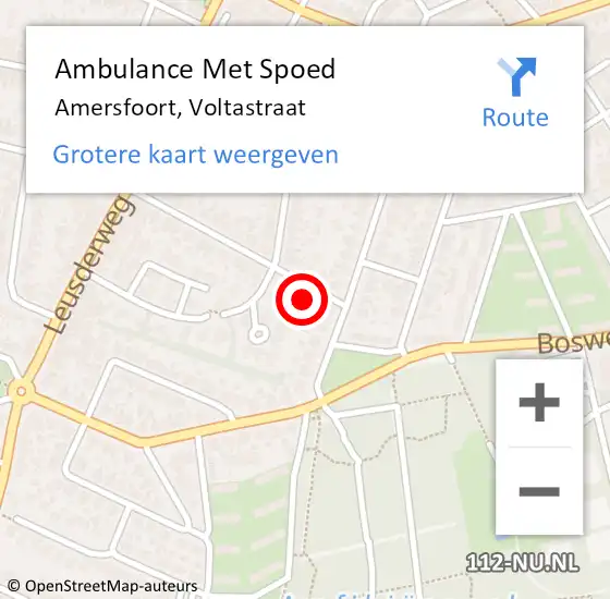 Locatie op kaart van de 112 melding: Ambulance Met Spoed Naar Amersfoort, Voltastraat op 4 augustus 2016 22:34