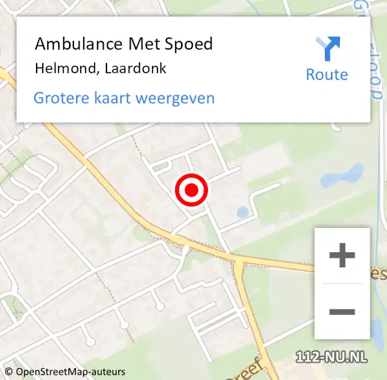 Locatie op kaart van de 112 melding: Ambulance Met Spoed Naar Helmond, Laardonk op 4 augustus 2016 23:09