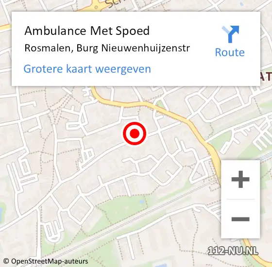 Locatie op kaart van de 112 melding: Ambulance Met Spoed Naar Rosmalen, Burg Nieuwenhuijzenstr op 5 augustus 2016 04:58