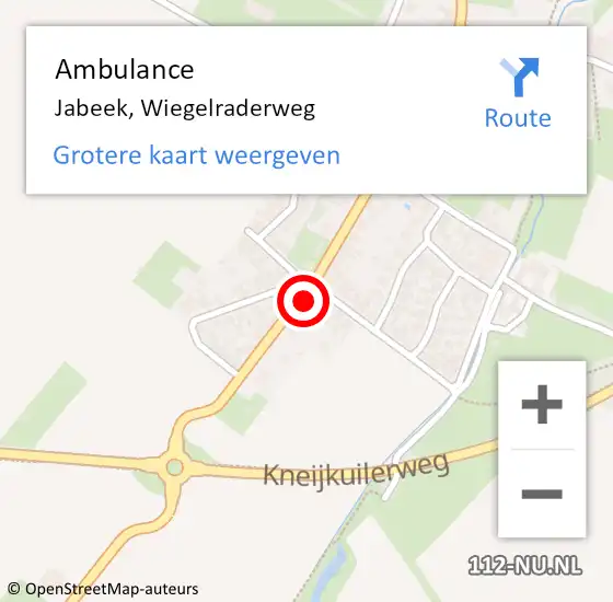 Locatie op kaart van de 112 melding: Ambulance Jabeek, Wiegelraderweg op 23 december 2013 13:43