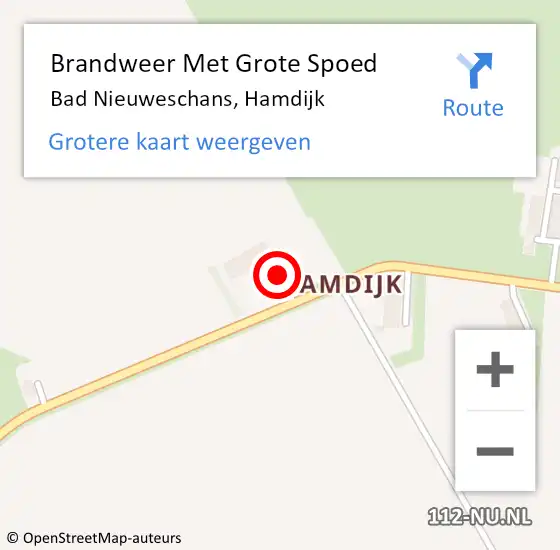 Locatie op kaart van de 112 melding: Brandweer Met Grote Spoed Naar Bad Nieuweschans, Hamdijk op 6 augustus 2016 08:07