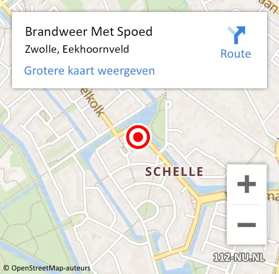 Locatie op kaart van de 112 melding: Brandweer Met Spoed Naar Zwolle, Eekhoornveld op 6 augustus 2016 11:08