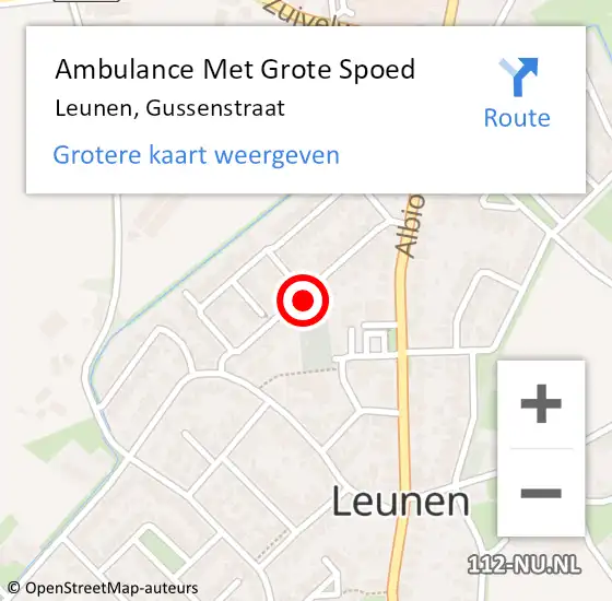 Locatie op kaart van de 112 melding: Ambulance Met Grote Spoed Naar Leunen, Gussenstraat op 6 augustus 2016 11:24