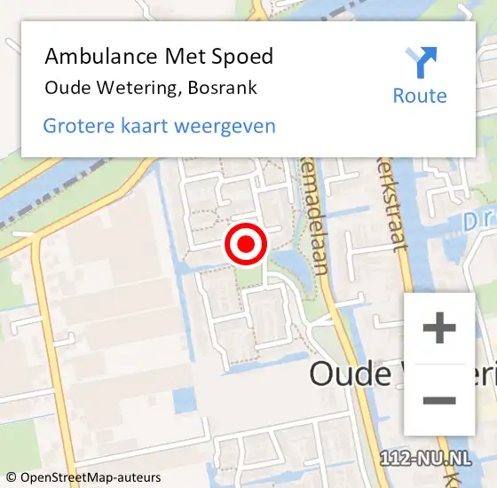 Locatie op kaart van de 112 melding: Ambulance Met Spoed Naar Oude Wetering, Bosrank op 6 augustus 2016 11:28