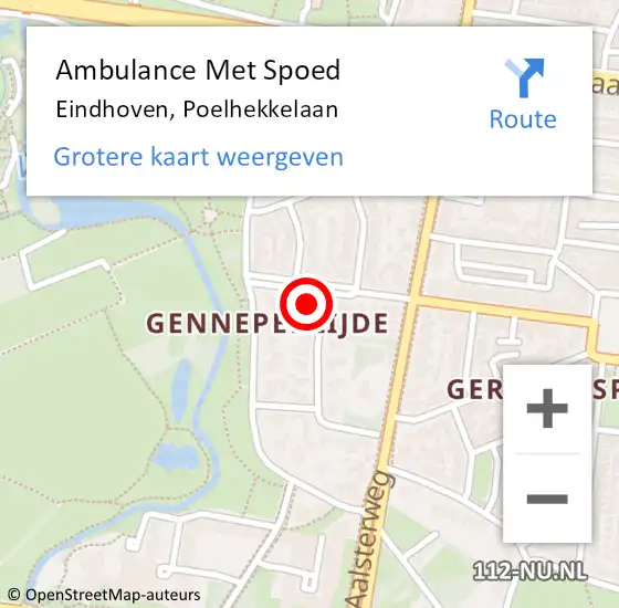 Locatie op kaart van de 112 melding: Ambulance Met Spoed Naar Eindhoven, Poelhekkelaan op 6 augustus 2016 13:39