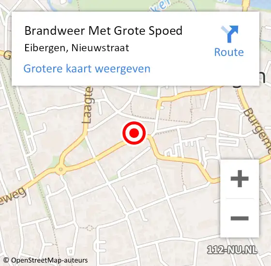 Locatie op kaart van de 112 melding: Brandweer Met Grote Spoed Naar Eibergen, Nieuwstraat op 6 augustus 2016 17:02