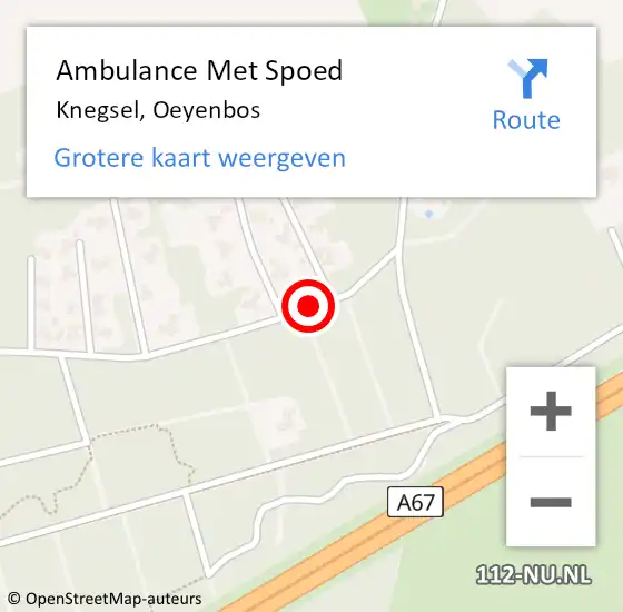 Locatie op kaart van de 112 melding: Ambulance Met Spoed Naar Knegsel, Oeyenbos op 6 augustus 2016 20:37