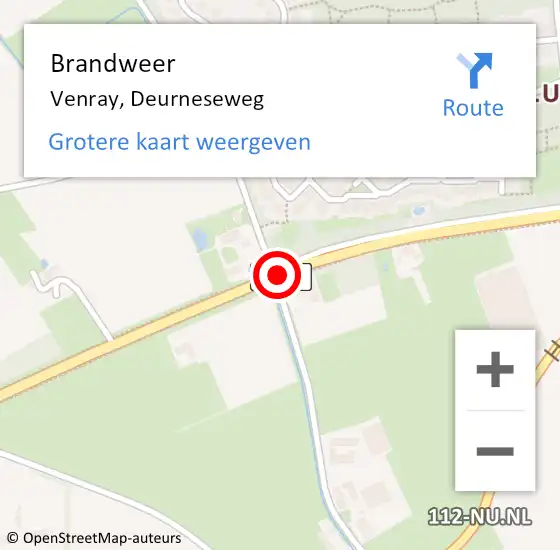 Locatie op kaart van de 112 melding: Brandweer Venray, N270 hectometerpaal: 35,3 op 23 december 2013 16:08