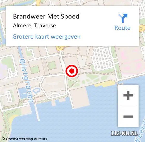 Locatie op kaart van de 112 melding: Brandweer Met Spoed Naar Almere, Traverse op 7 augustus 2016 16:26
