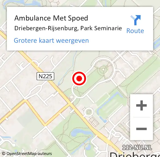 Locatie op kaart van de 112 melding: Ambulance Met Spoed Naar Driebergen-Rijsenburg, Park Seminarie op 7 augustus 2016 17:04