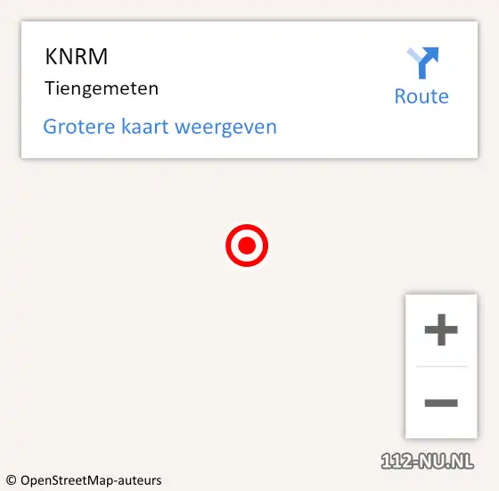 Locatie op kaart van de 112 melding: KNRM Tiengemeten op 7 augustus 2016 19:30