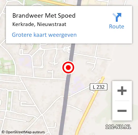 Locatie op kaart van de 112 melding: Brandweer Met Spoed Naar Kerkrade, Nieuwstraat op 7 augustus 2016 22:07