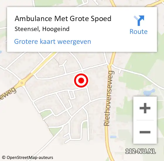 Locatie op kaart van de 112 melding: Ambulance Met Grote Spoed Naar Steensel, Hoogeind op 8 augustus 2016 00:34