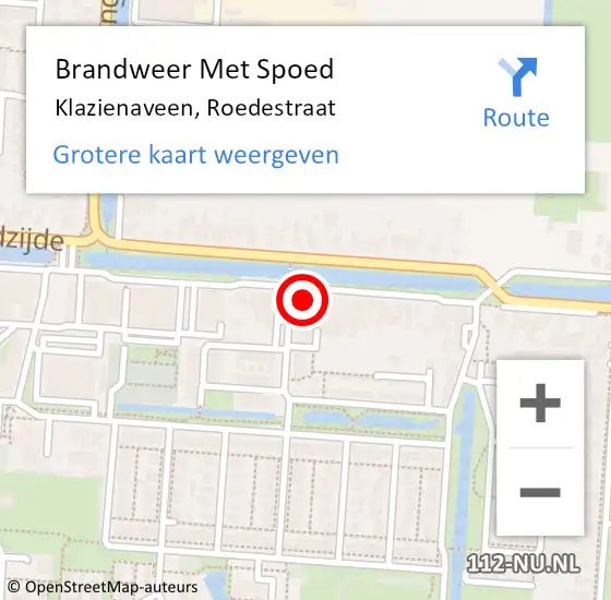 Locatie op kaart van de 112 melding: Brandweer Met Spoed Naar Klazienaveen, Roedestraat op 23 december 2013 17:12
