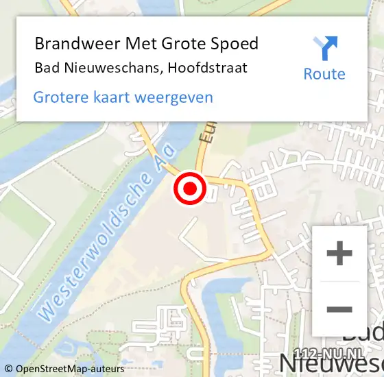 Locatie op kaart van de 112 melding: Brandweer Met Grote Spoed Naar Bad Nieuweschans, Hoofdstraat op 8 augustus 2016 15:38