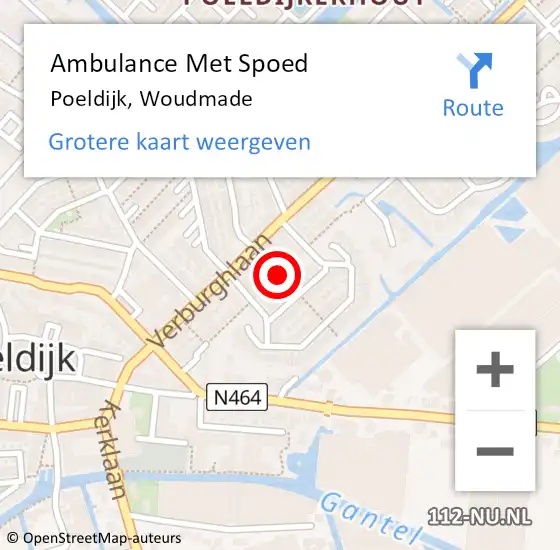 Locatie op kaart van de 112 melding: Ambulance Met Spoed Naar Poeldijk, Woudmade op 8 augustus 2016 20:15