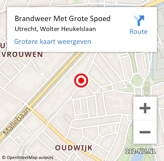 Locatie op kaart van de 112 melding: Brandweer Met Grote Spoed Naar Utrecht, Wolter Heukelslaan op 8 augustus 2016 20:19