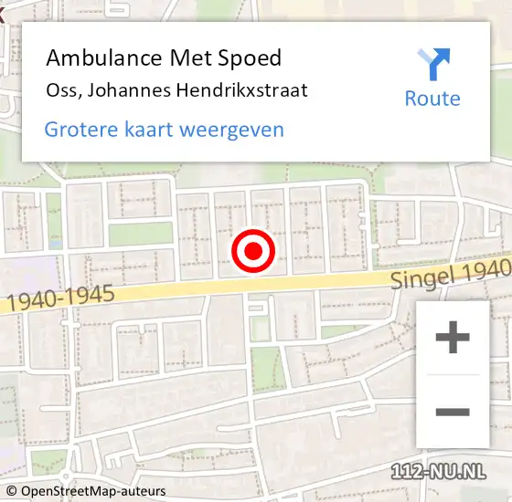 Locatie op kaart van de 112 melding: Ambulance Met Spoed Naar Oss, Johannes Hendrikxstraat op 8 augustus 2016 20:29