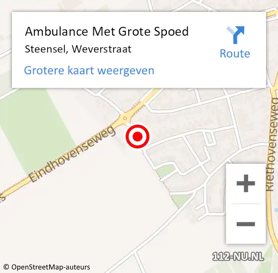 Locatie op kaart van de 112 melding: Ambulance Met Grote Spoed Naar Steensel, Weverstraat op 8 augustus 2016 22:37