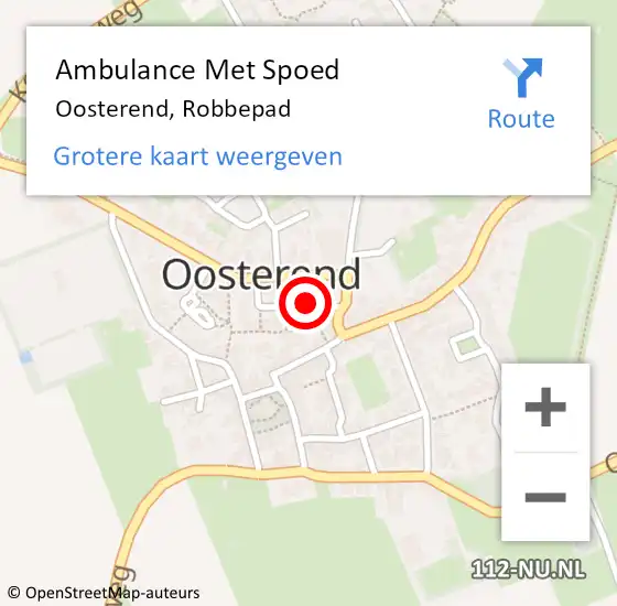 Locatie op kaart van de 112 melding: Ambulance Met Spoed Naar Oosterend, Robbepad op 9 augustus 2016 12:43