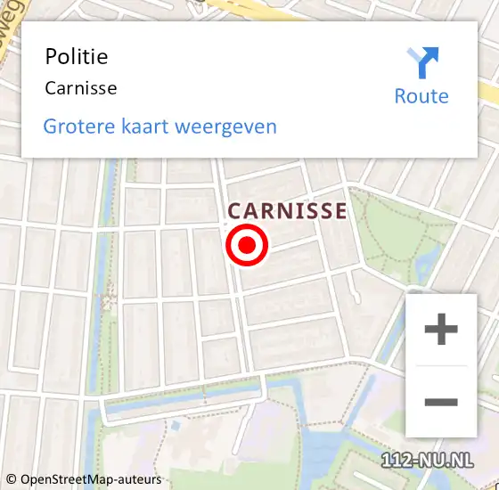 Locatie op kaart van de 112 melding: Politie Carnisse op 10 augustus 2016 08:32