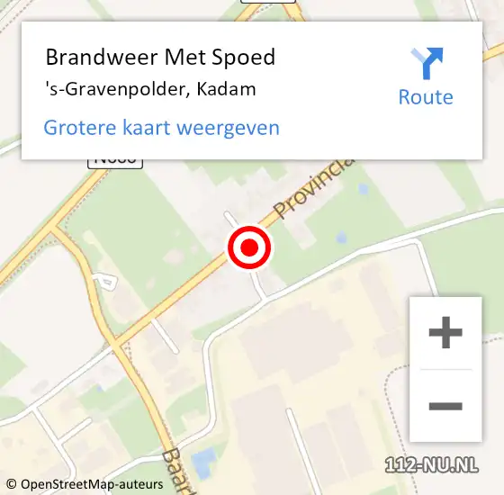 Locatie op kaart van de 112 melding: Brandweer Met Spoed Naar 's-Gravenpolder, Kadam op 10 augustus 2016 10:39