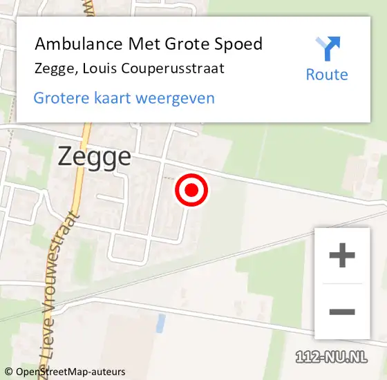 Locatie op kaart van de 112 melding: Ambulance Met Grote Spoed Naar Zegge, Louis Couperusstraat op 10 augustus 2016 11:38