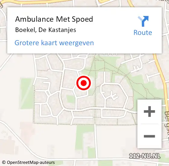 Locatie op kaart van de 112 melding: Ambulance Met Spoed Naar Boekel, De Kastanjes op 10 augustus 2016 12:45