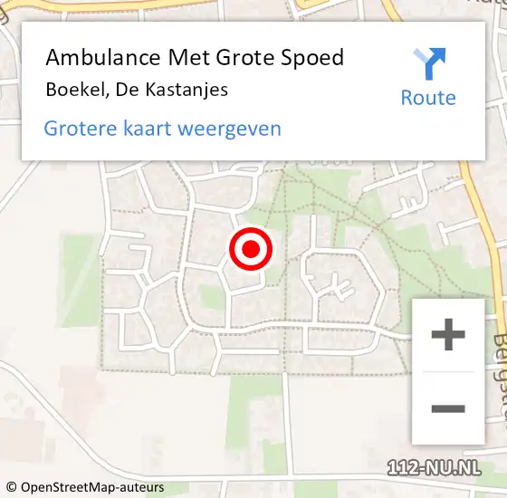Locatie op kaart van de 112 melding: Ambulance Met Grote Spoed Naar Boekel, De Kastanjes op 10 augustus 2016 12:47