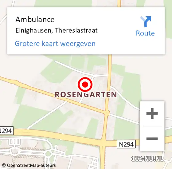 Locatie op kaart van de 112 melding: Ambulance Einighausen, Theresiastraat op 23 december 2013 21:30