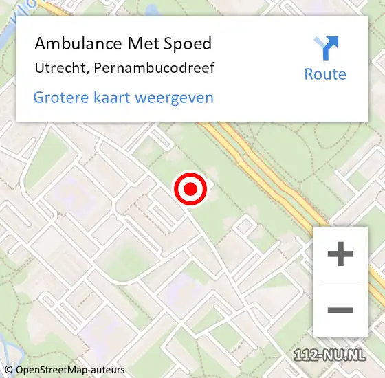 Locatie op kaart van de 112 melding: Ambulance Met Spoed Naar Utrecht, Pernambucodreef op 10 augustus 2016 15:49