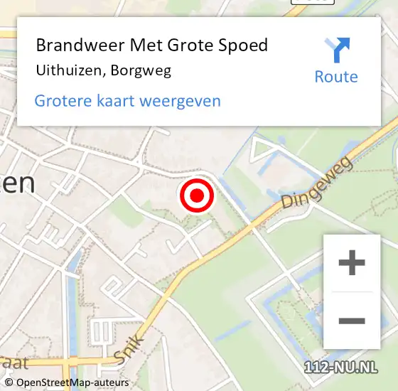 Locatie op kaart van de 112 melding: Brandweer Met Grote Spoed Naar Uithuizen, Borgweg op 10 augustus 2016 17:07