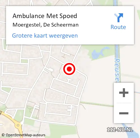 Locatie op kaart van de 112 melding: Ambulance Met Spoed Naar Moergestel, De Scheerman op 10 augustus 2016 17:51