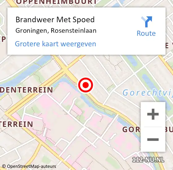 Locatie op kaart van de 112 melding: Brandweer Met Spoed Naar Groningen, Rosensteinlaan op 10 augustus 2016 21:27