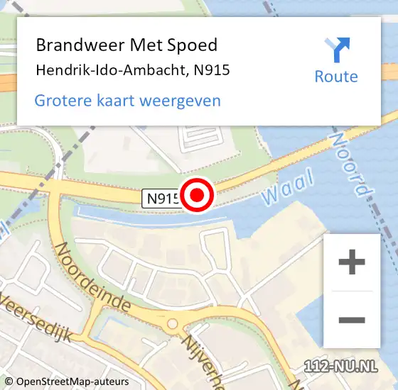 Locatie op kaart van de 112 melding: Brandweer Met Spoed Naar Hendrik Ido Ambacht, N915 R hectometerpaal: 22,7 op 24 december 2013 00:32