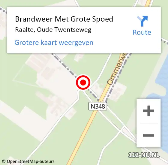 Locatie op kaart van de 112 melding: Brandweer Met Grote Spoed Naar Raalte, Oude Twentseweg op 12 augustus 2016 08:54