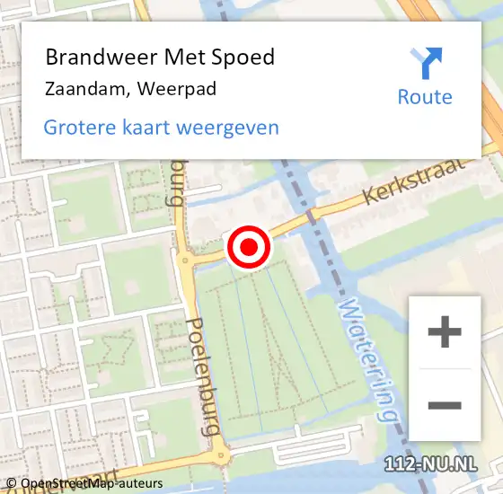 Locatie op kaart van de 112 melding: Brandweer Met Spoed Naar Zaandam, Weerpad op 12 augustus 2016 16:14