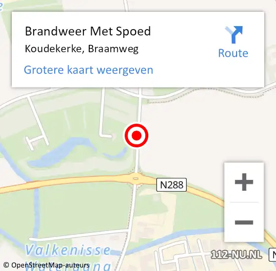 Locatie op kaart van de 112 melding: Brandweer Met Spoed Naar Koudekerke, Braamweg op 12 augustus 2016 21:44
