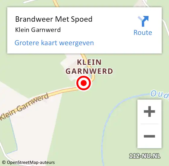 Locatie op kaart van de 112 melding: Brandweer Met Spoed Naar Klein Garnwerd op 13 augustus 2016 14:01