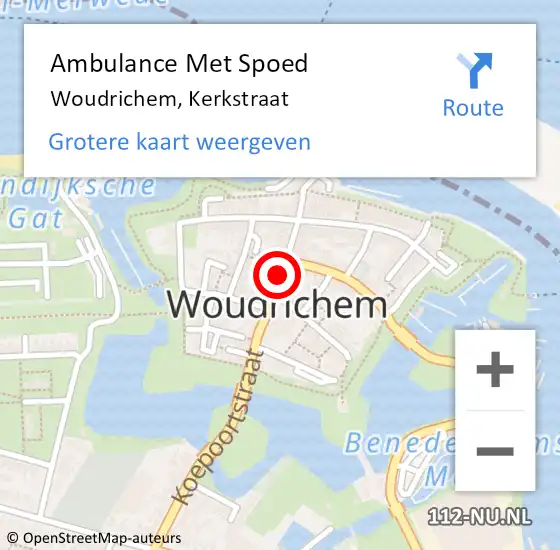 Locatie op kaart van de 112 melding: Ambulance Met Spoed Naar Woudrichem, Kerkstraat op 13 augustus 2016 20:30