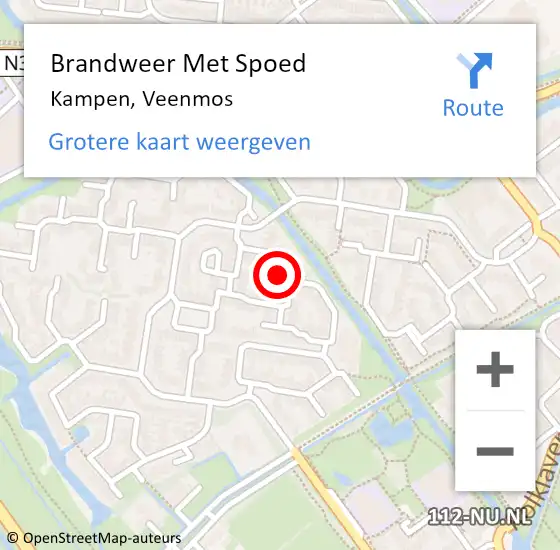 Locatie op kaart van de 112 melding: Brandweer Met Spoed Naar Kampen, Veenmos op 13 augustus 2016 23:11